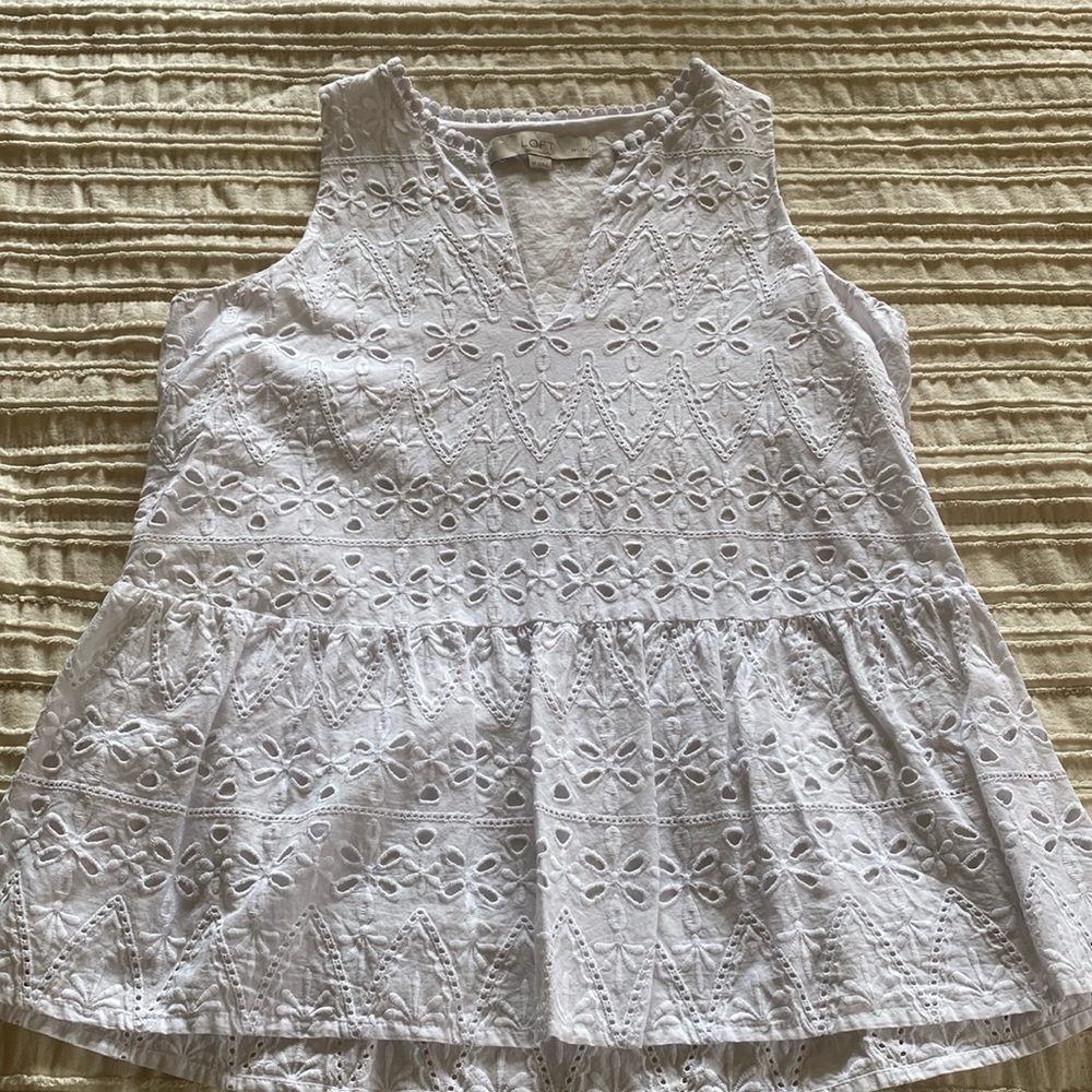 Loft Eyelet Peplum Blouse